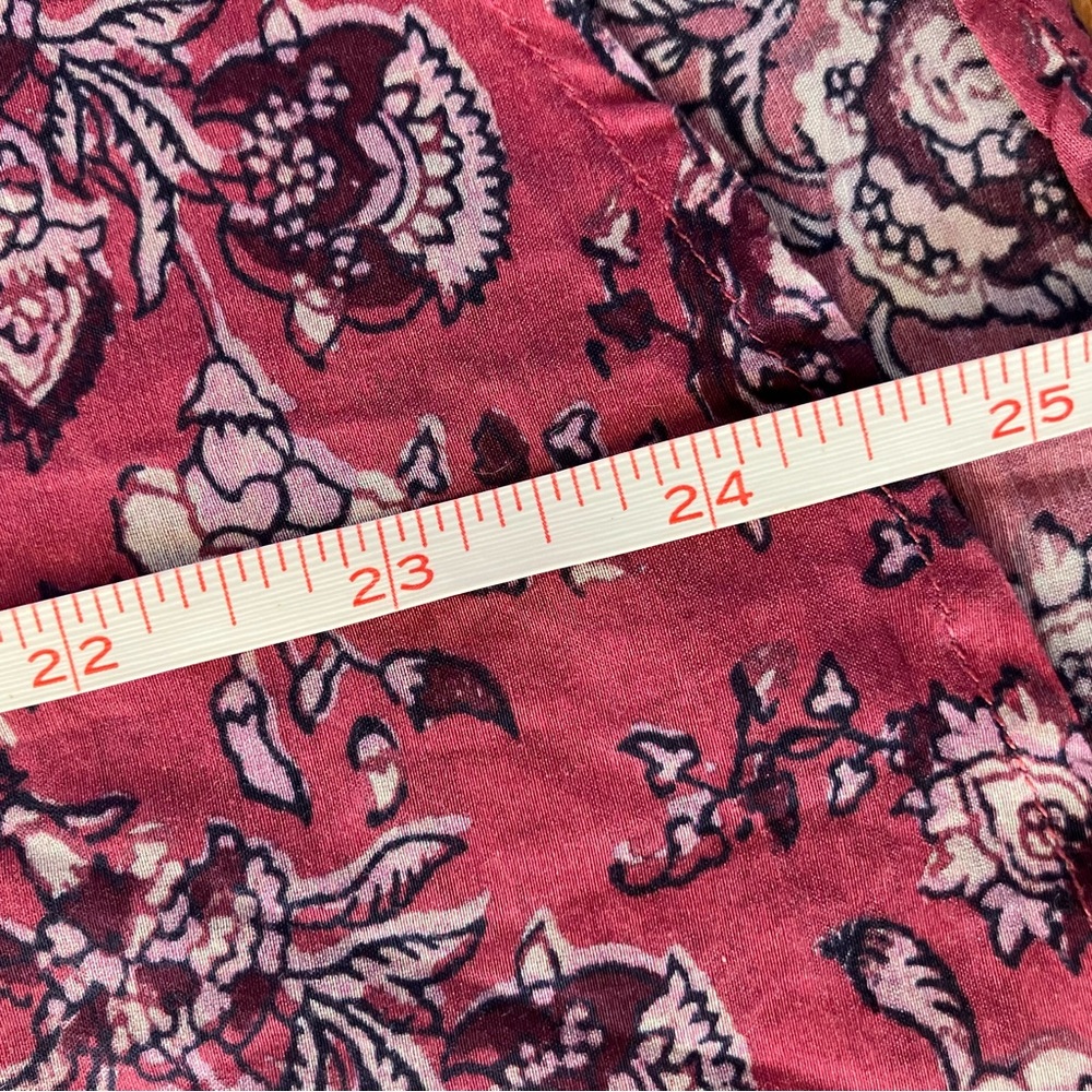 XiRENA Pink Wild Rose Floral Cotton Silk Boho Cottagecore Romi Top Blouse Large - Picture 8 of 10